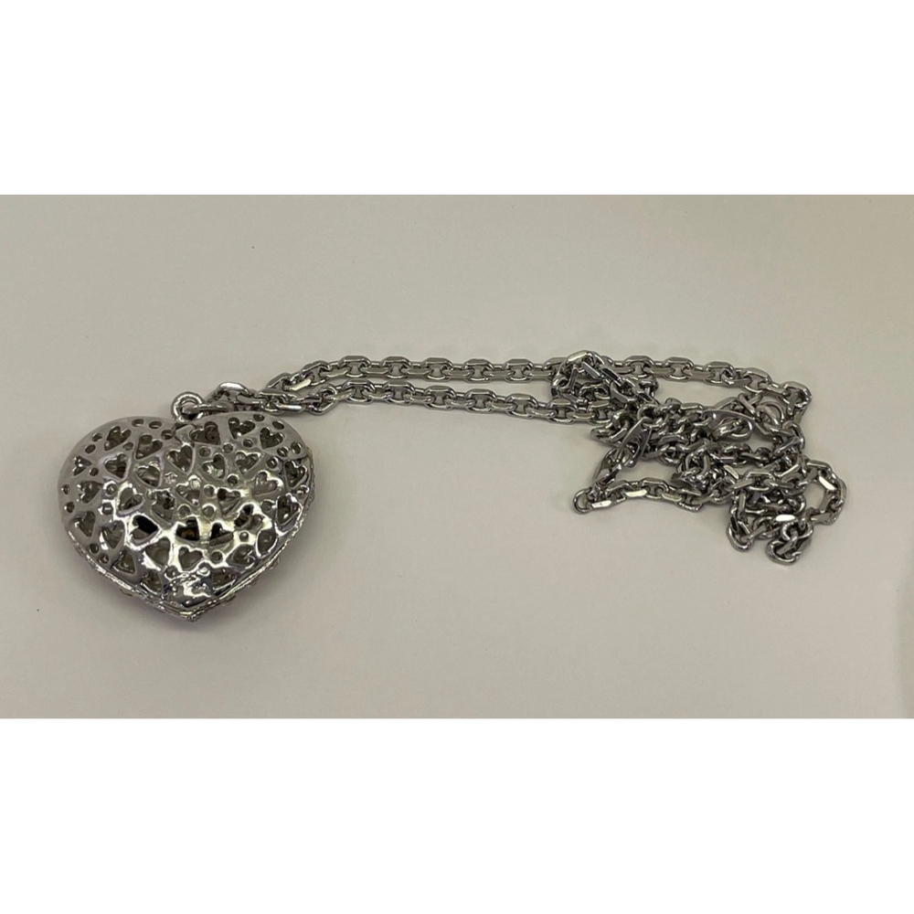 Juicy Couture Icy Pave Large Heart Pendant Silver Tone Fashion Necklace 1845 - Picture 4 of 5